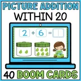 Adding with Pictures to 20 Boom Cards - Earth Day Picture Single Digit Addition