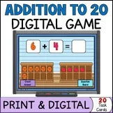 Addition with Pictures to 20 Digital Game N Task Cards - Simple Add Fact Fluency