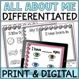 Back to School Activities All About Me Book & Crafts Differentiated - Special Ed