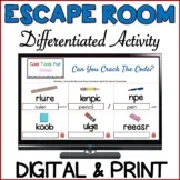 Back to School Escape Room Differentiated - Unscramble Words Digital Game