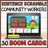 Build A Sentence with Visuals Boom Cards - Sentence Scramble Special Education