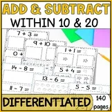 Differentiated Addition & Subtraction Worksheets with Pictorial Models Summer