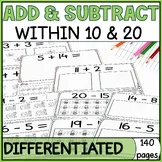 Differentiated Picture Addition & Subtraction Worksheets to 20 Spring Special Ed