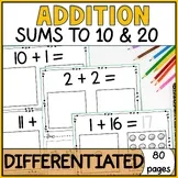 Differentiated Picture Addition Worksheets: Adding with Pictures within 20 SPED