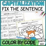 Fix The Sentence Capitalization Practice - Color By Code Earth Day Activities