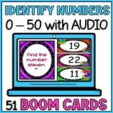 Identifying Numbers 0-50 Boom Cards with Audio - Receptive Number Identification