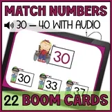 Number to Number Match 30 to 40 Boom Cards Audio - Identify Numbers Special Ed