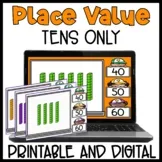 Place Value Tens Task Cards - Base 10 Blocks - Skip Count by 10s
