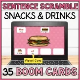 Sentence Building with Visuals Boom Cards - Scrambled Sentences Food Activity