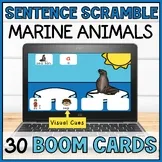 Sentence Building with Visuals Boom Cards - Sentence Scramble Writing - Ocean