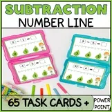 Subtraction Number Line Task Cards & PowerPoint Within 10 Subtraction Earth Day