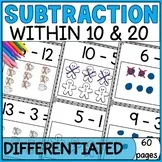 Subtraction Within 20 Differentiated Worksheets - Subtracting Pictures Winter